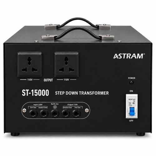 Astram 15000W Step Down Transformer 220V to 110V with Dual Universal Output Sockets