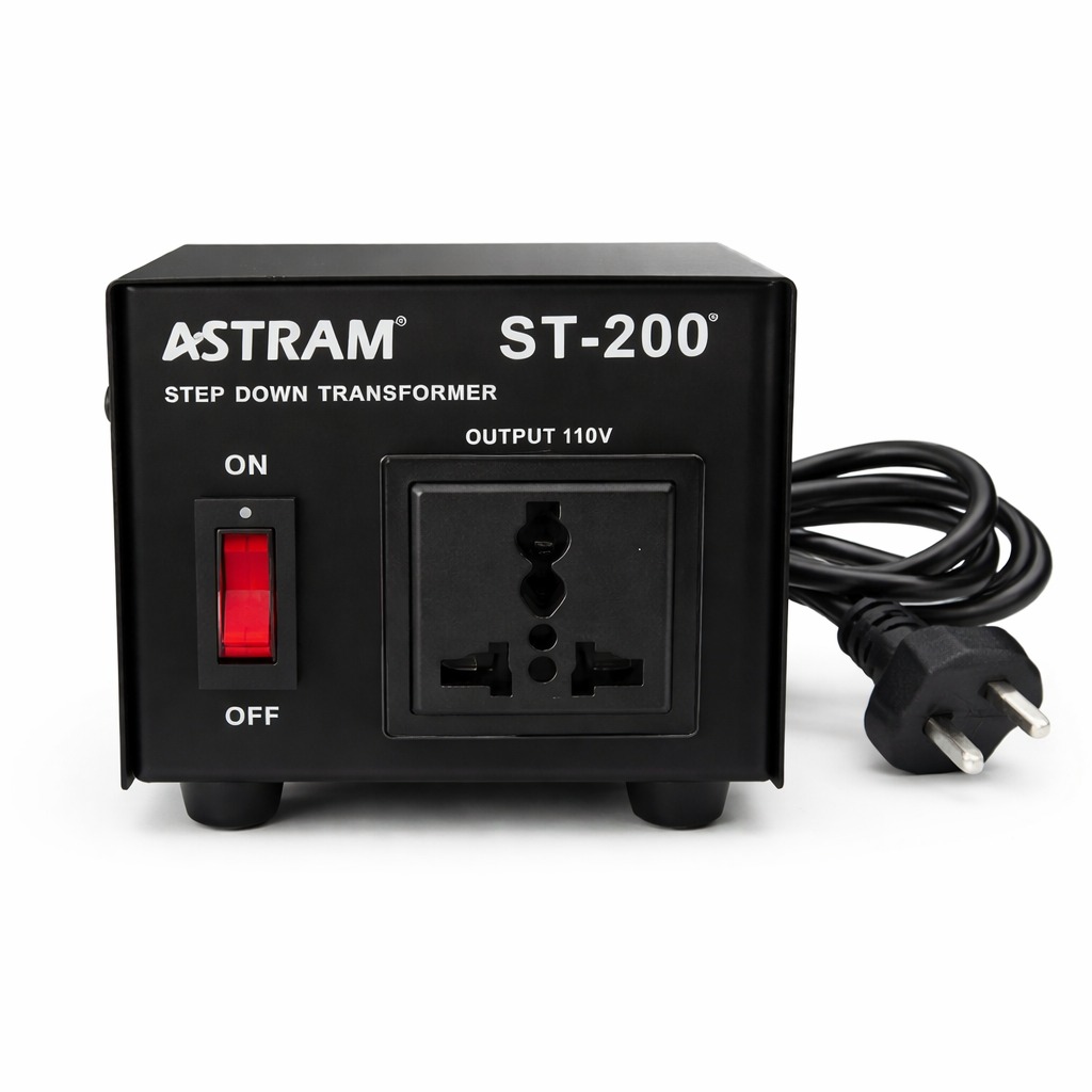 Astram 200W Step Down Transformer 220V to 110V with Universal Socket