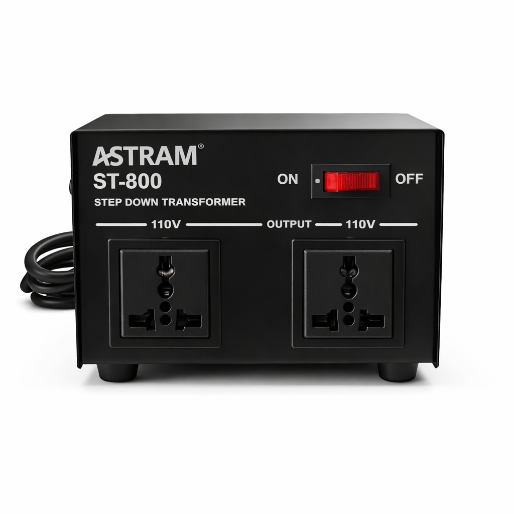 Astram 800W Step Down Transformer 220V to 110V with Dual Universal Sockets